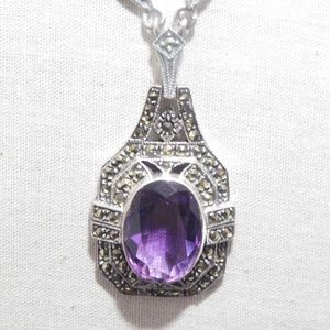 Purple Oval Shaped Sterling Silver necklace